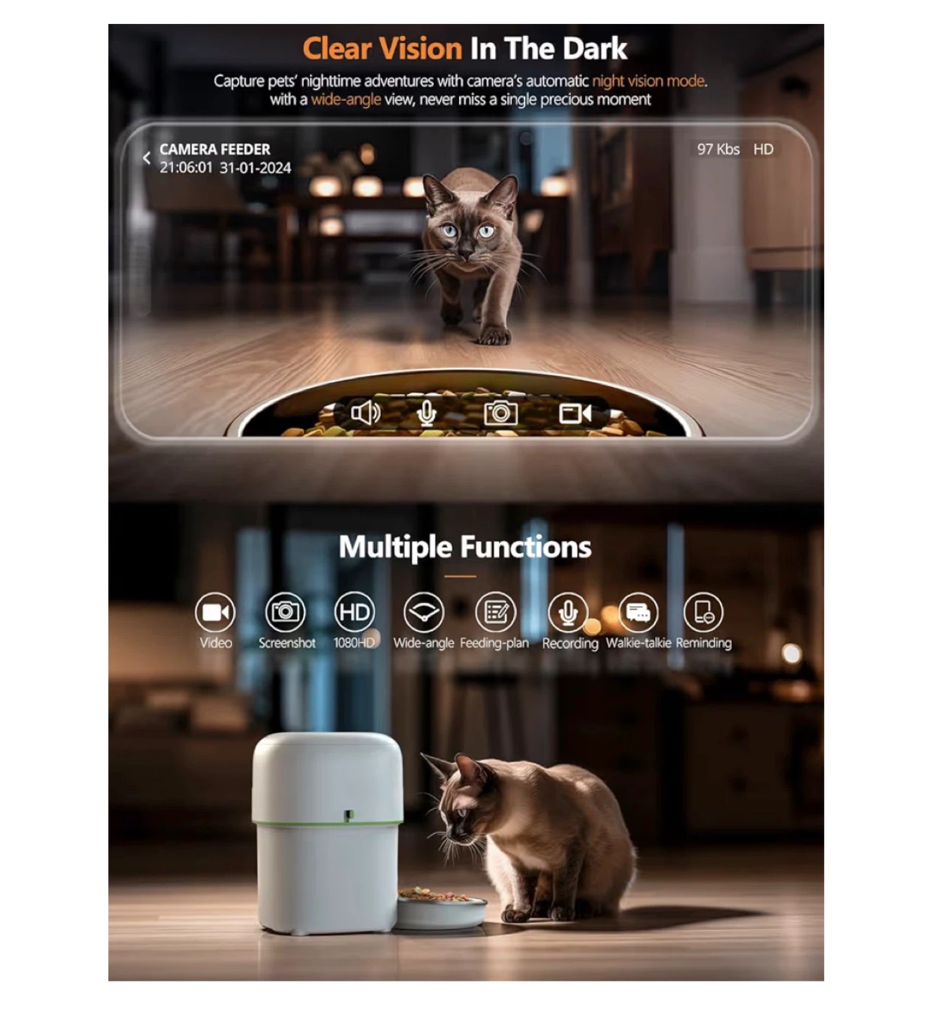 ⚽️ YUPOSL Automatic Pet Feeder with Camera (Mushroom Model) - photo 4