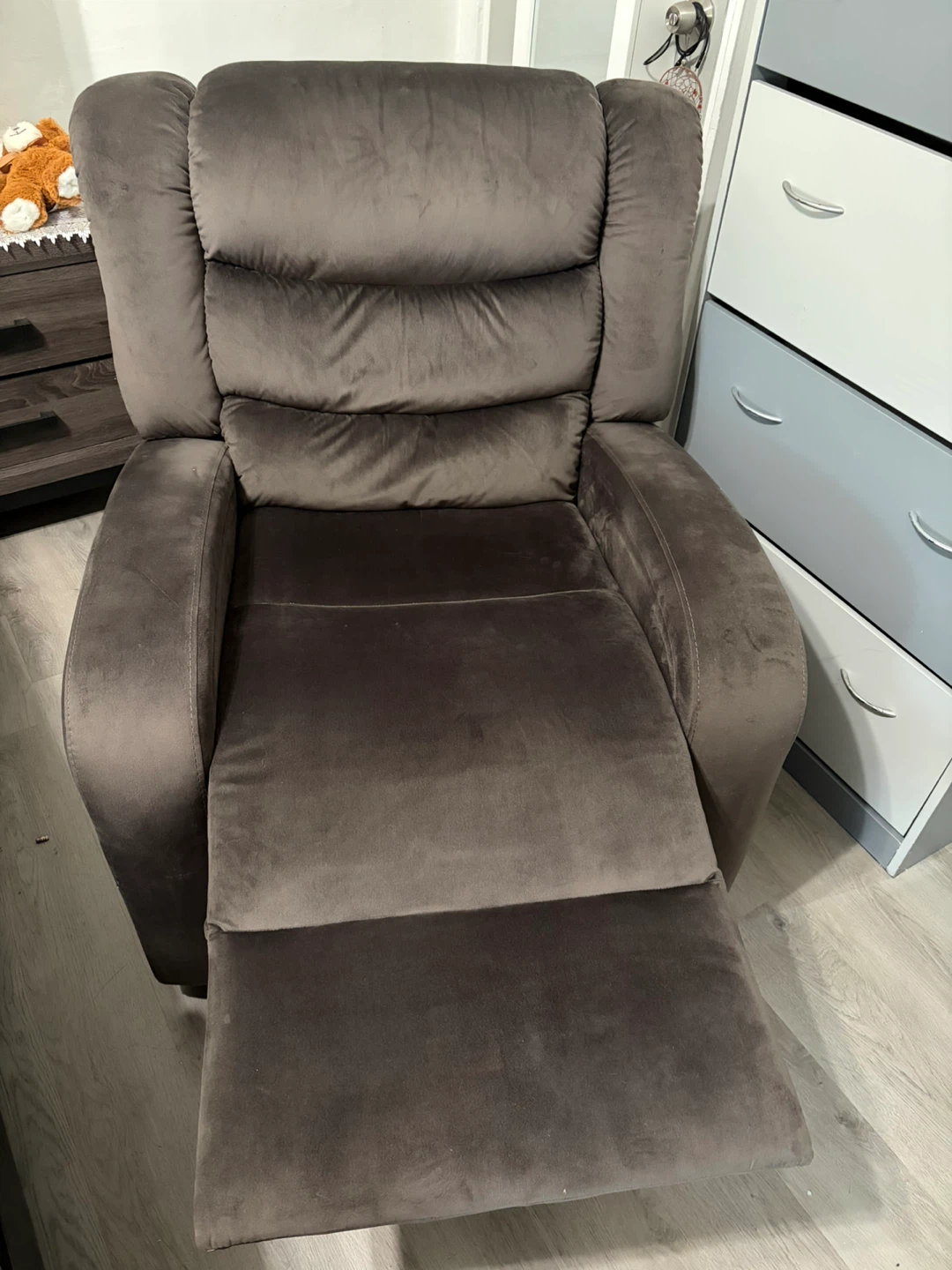 Brown Velvet Recliner Chair