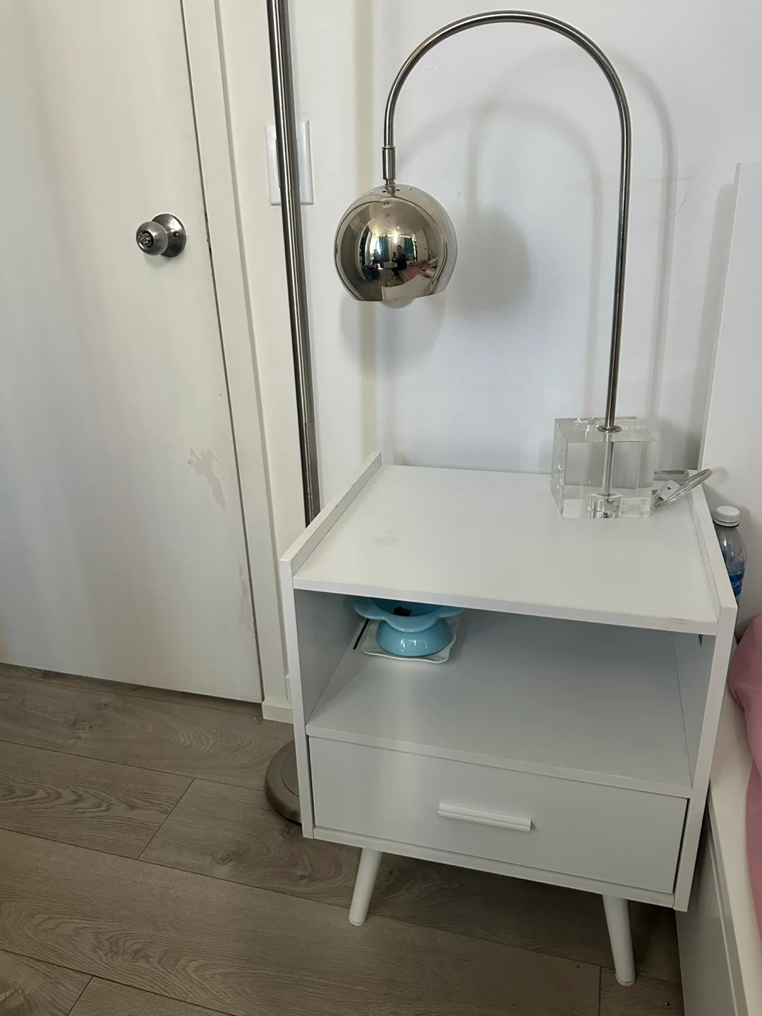 White Nightstand with Drawer
