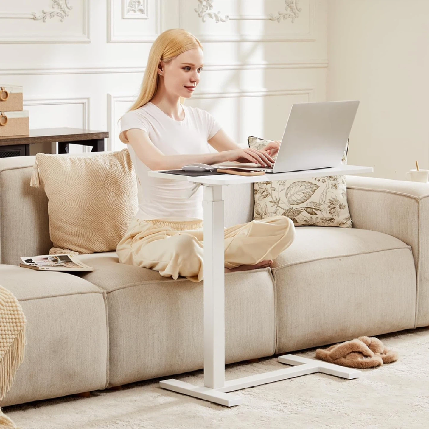 Sweetcrispy Overbed Bedside Table with Wheels - photo 2