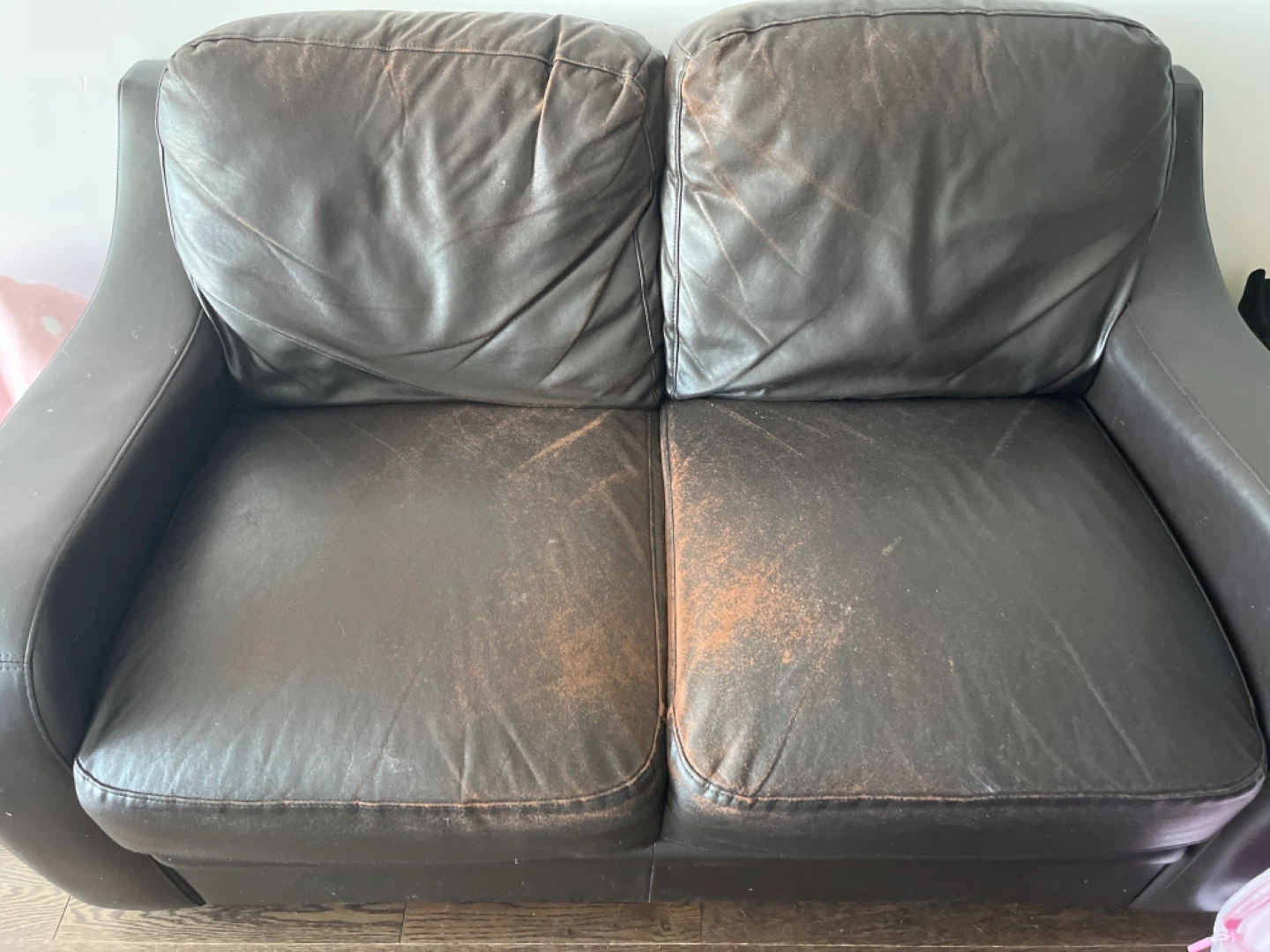 Brown Leather Loveseat