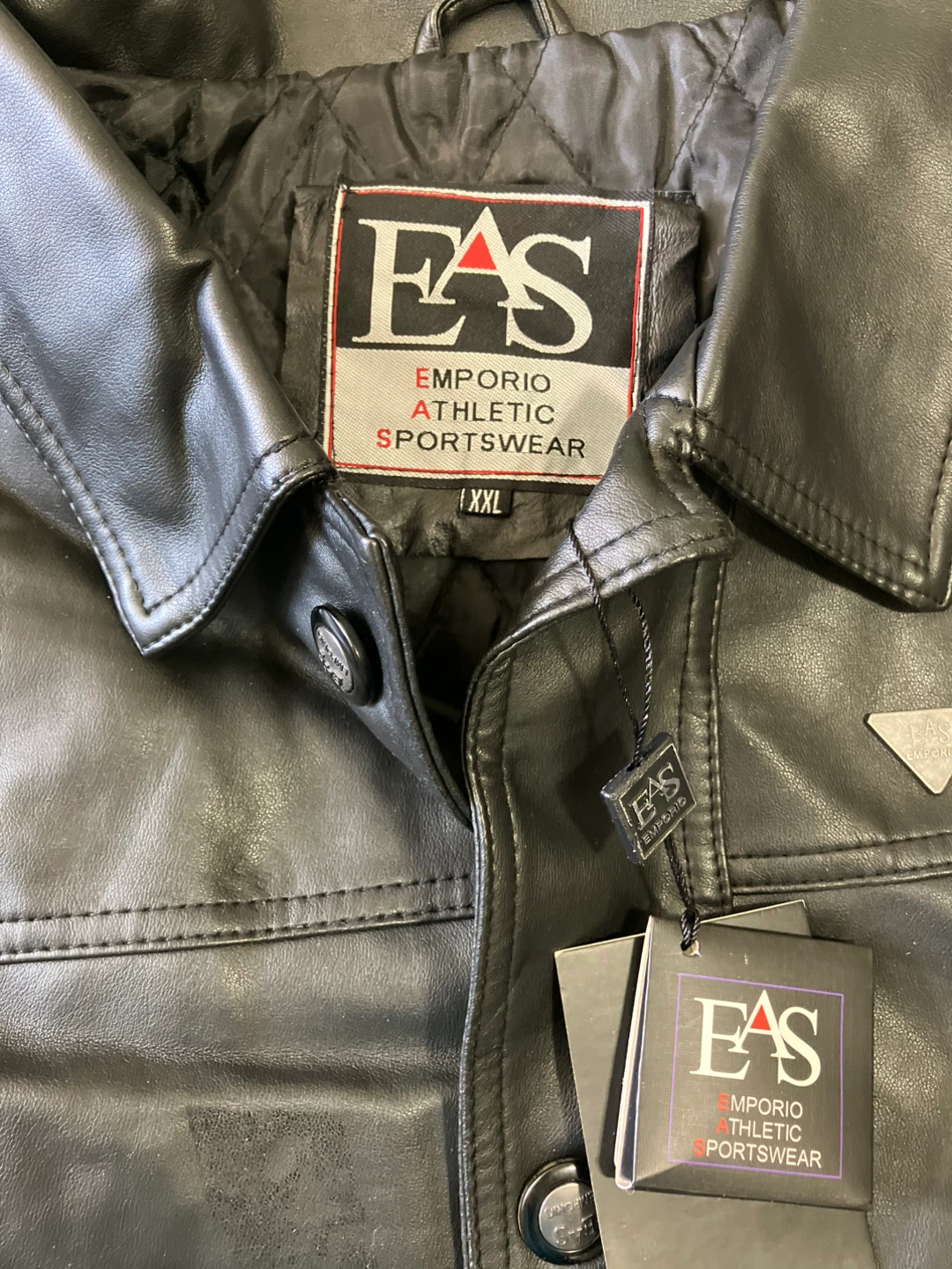 Emporio Athletic Sportswear Black Faux Leather Jacket XXL - photo 2