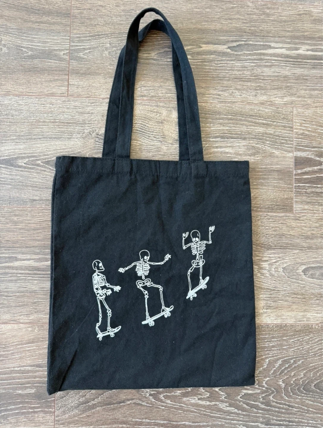 ⚽️Black Tote Bag with Skeleton Skaters Graphic