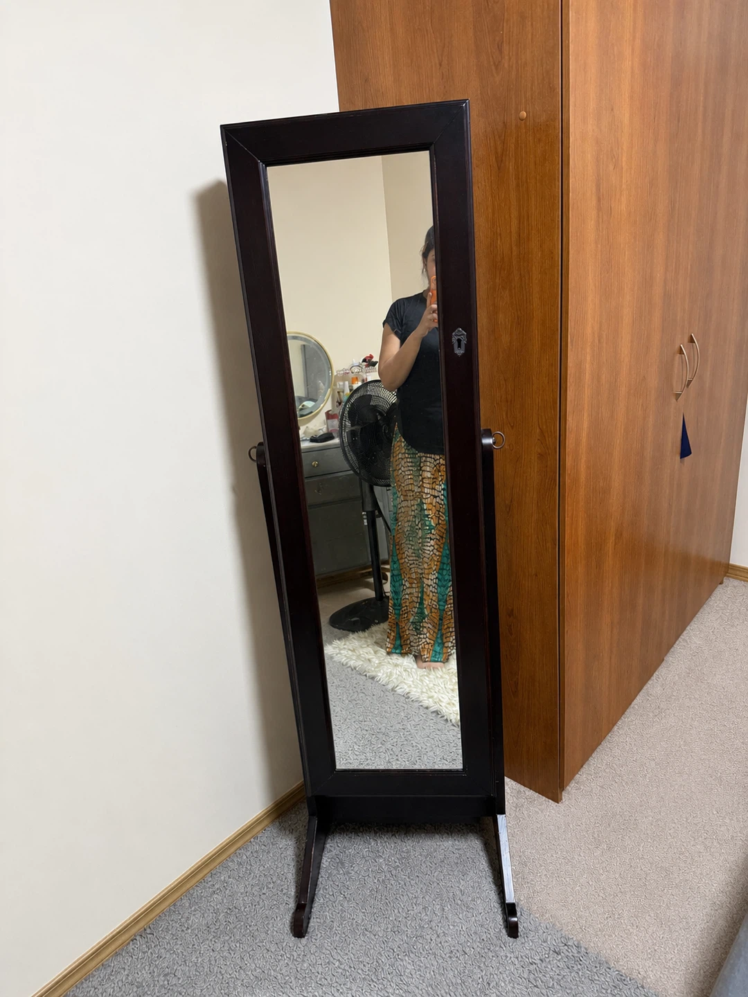 Standing Jewelry Armoire with Mirror