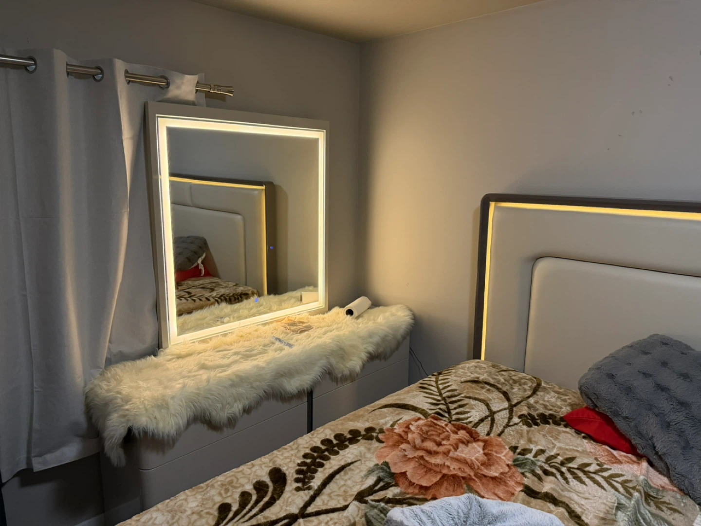 Modern Bed Frame with LED Headboard and Integrated Nightstands - photo 2