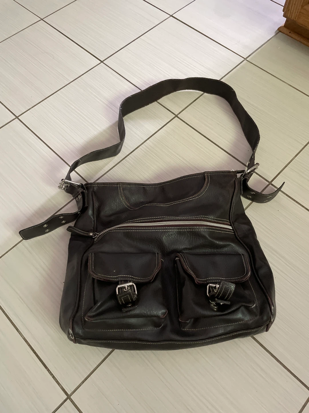 ⚽️Dark Brown Faux Leather Shoulder Bag