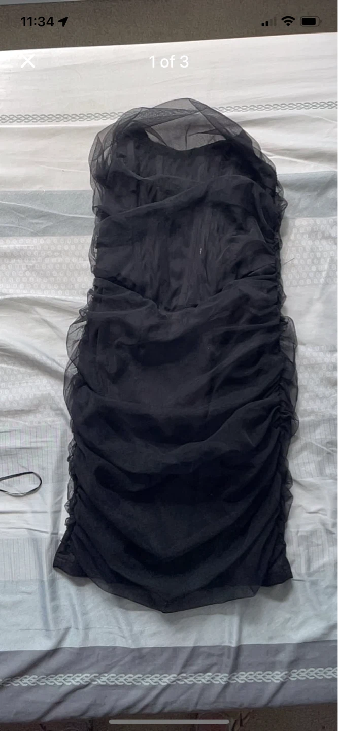 PrettyLittleThing Black Ruched Tulle Dress - photo 2