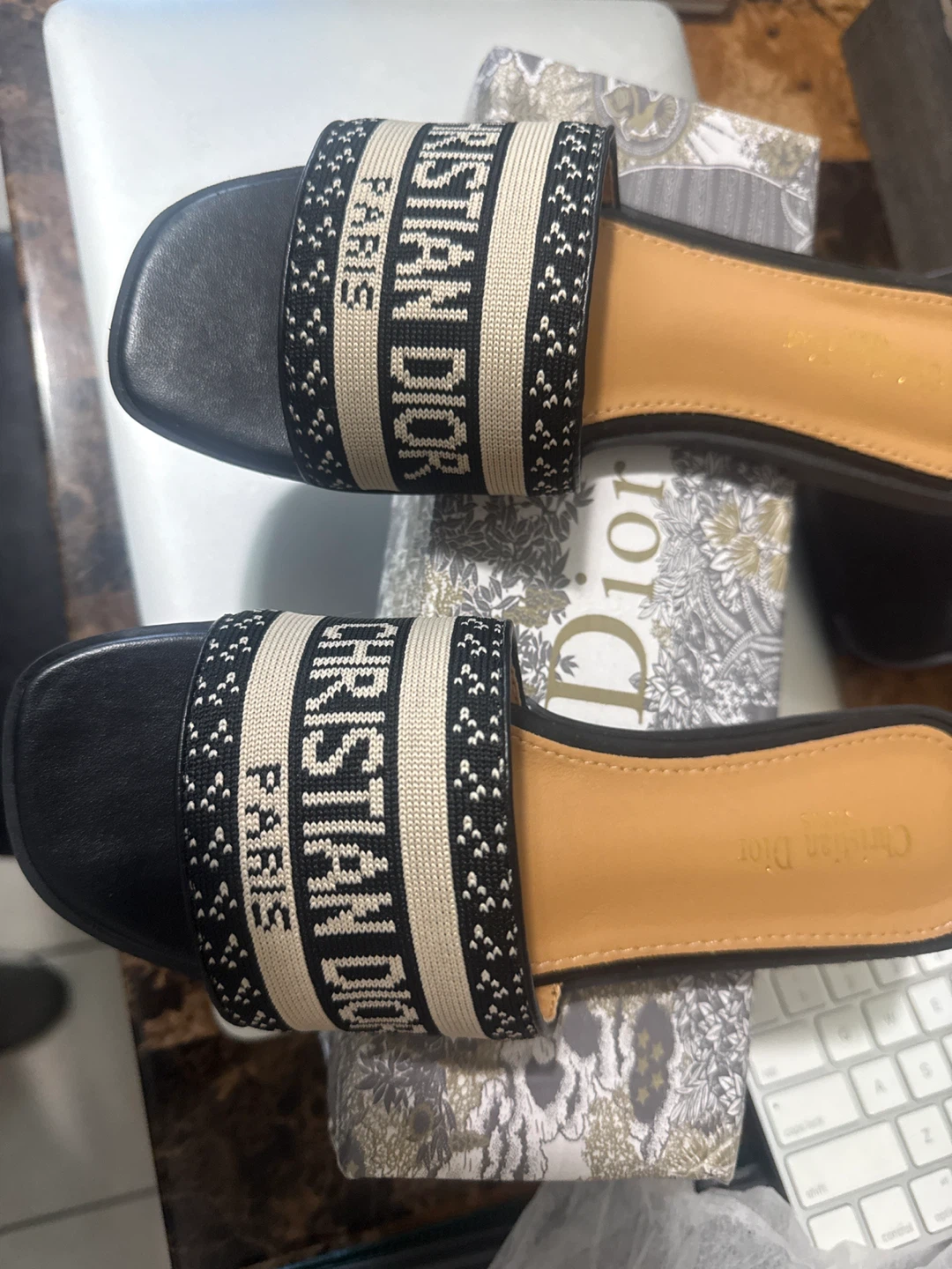 Christian Dior "Dway" logo Slide Sandals