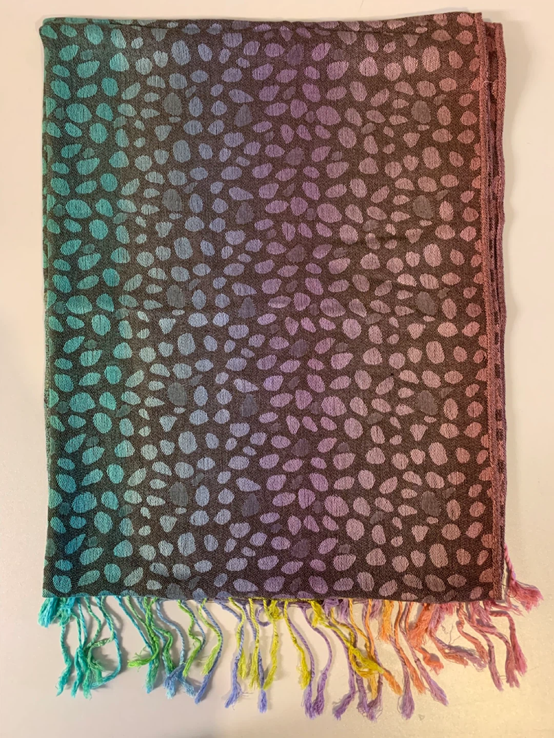 ⚽️ 100% Cashmere Scarf - Rainbow Paisley - photo 5