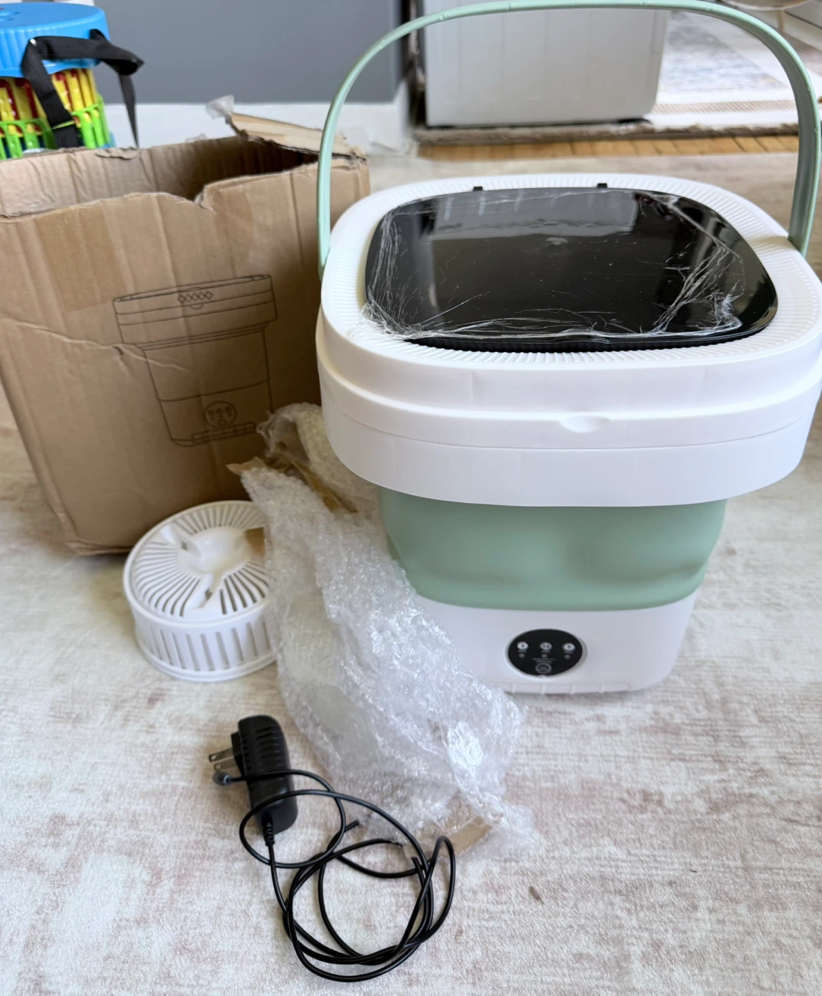 Portable Folding Mini Washing Machine with Fan & Adapter
