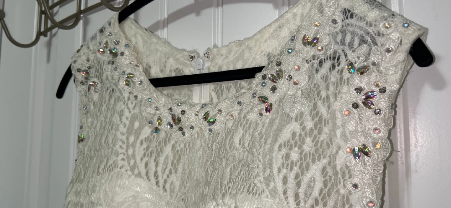 Off White Lace Beaded Wedding Dress - photo 5