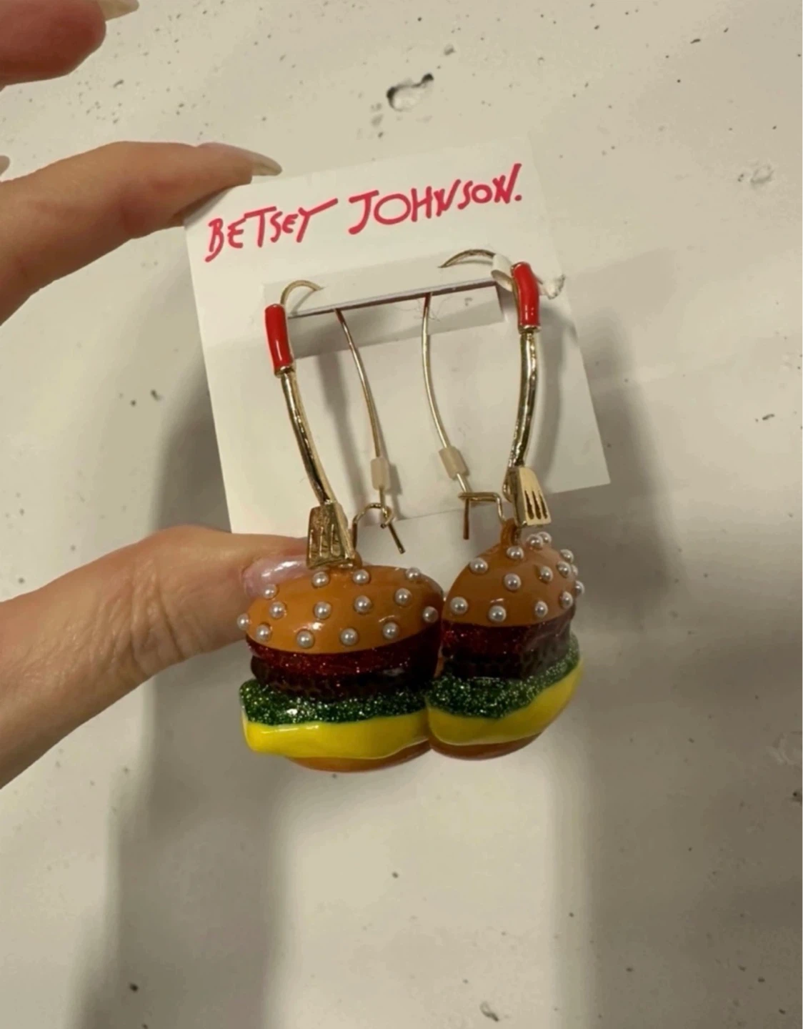 ⚽️Brand new Betsey Johnson Hamburger Earrings