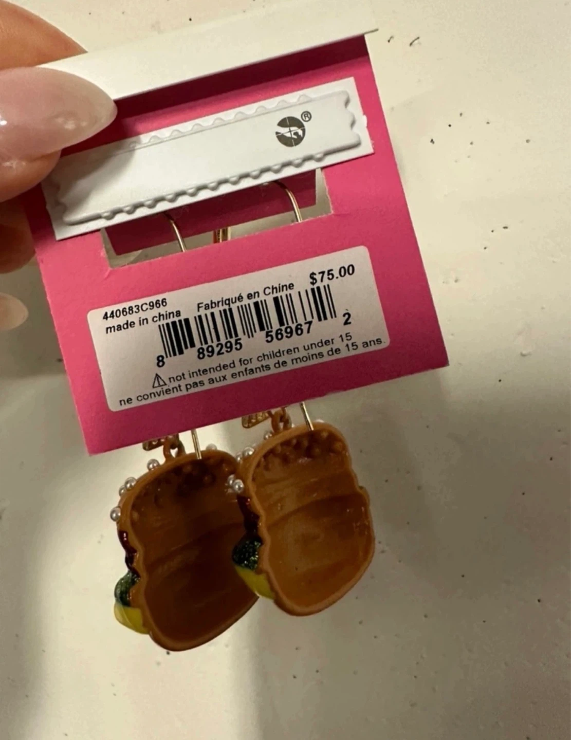 ⚽️Brand new Betsey Johnson Hamburger Earrings - photo 2