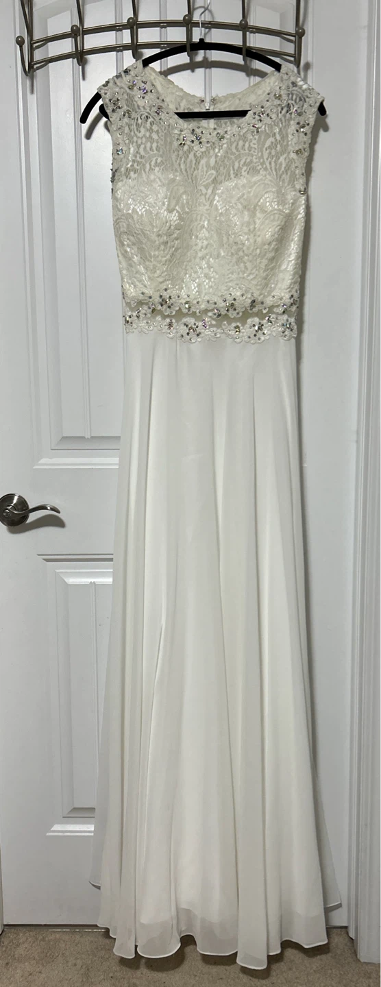 Off White Lace Beaded Wedding Dress