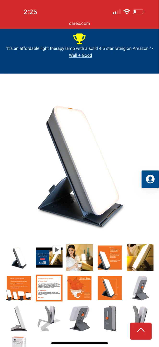 THERALITE 10,000 LUX MOOD AND ENERGY BRIGHT LIGHT THERAPY LAMP - photo 4