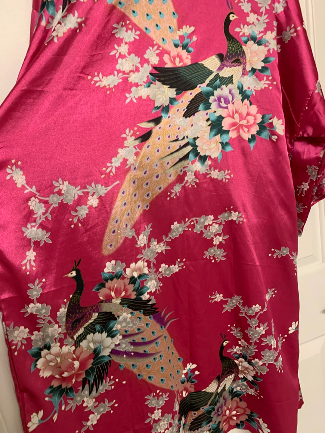 ⚽️ Women's Pink Peacock Kimono Robe 70% Silk - photo 3