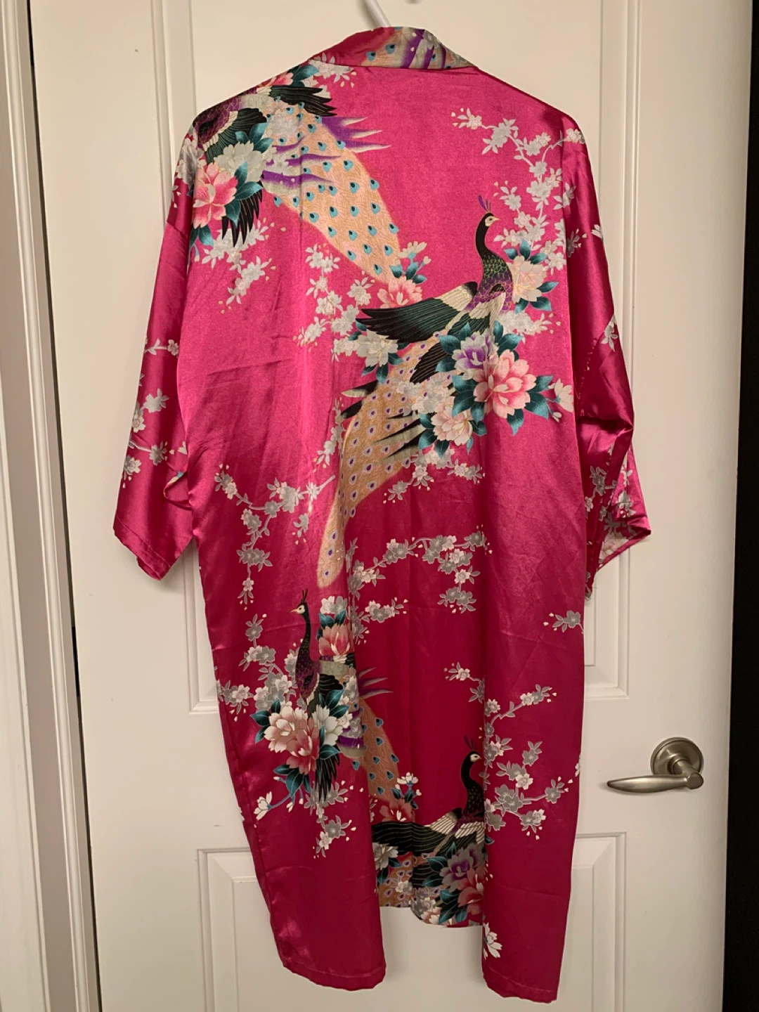 ⚽️ Women's Pink Peacock Kimono Robe 70% Silk - photo 2