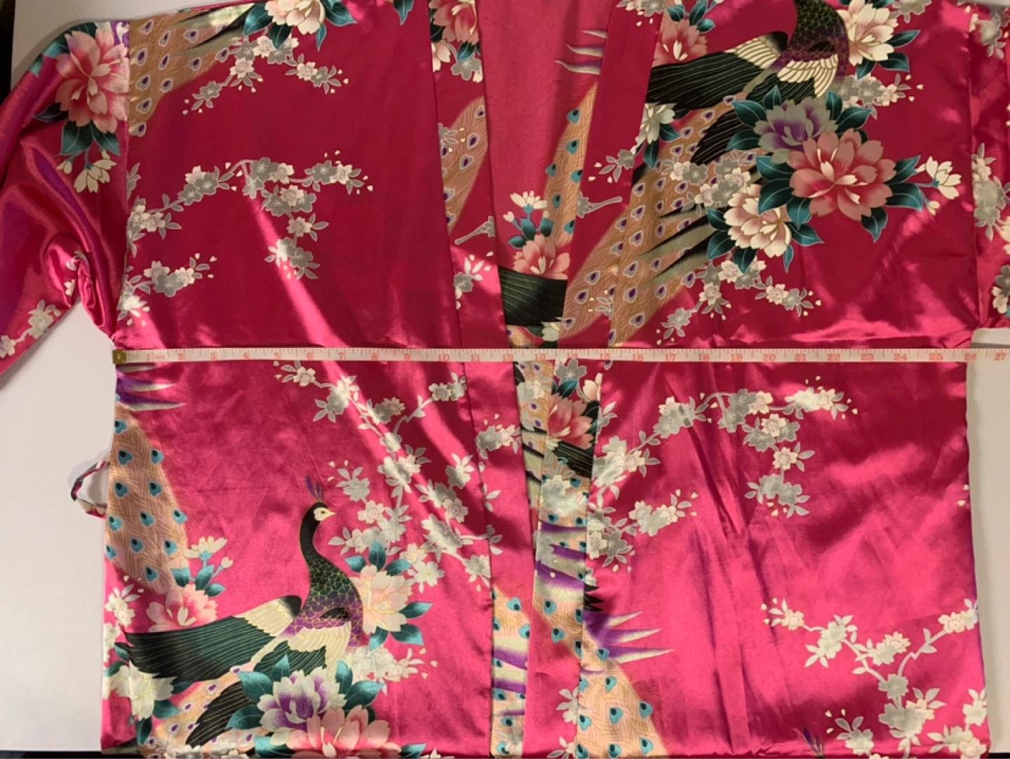⚽️ Women's Pink Peacock Kimono Robe 70% Silk - photo 5
