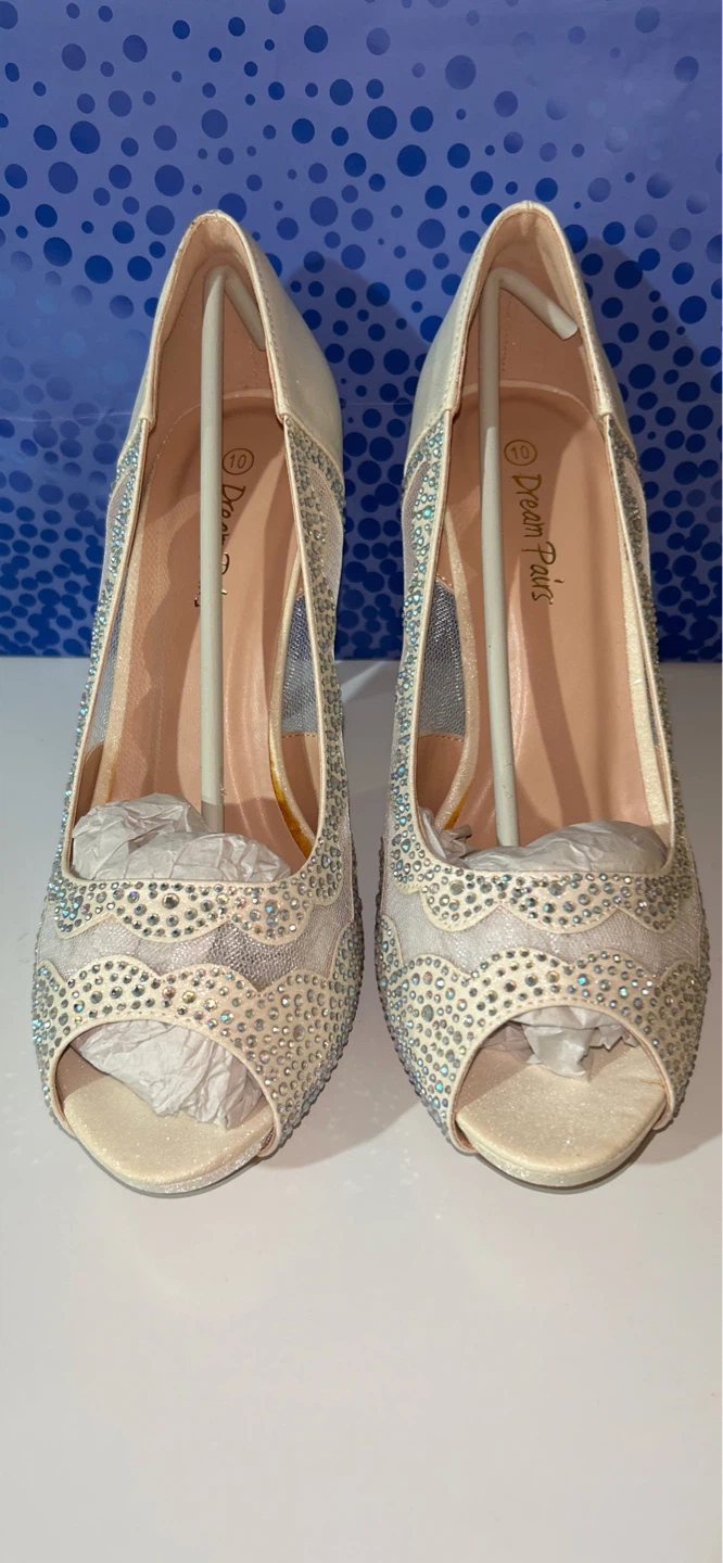 Dream Pairs Embellished Peep Toe Heels