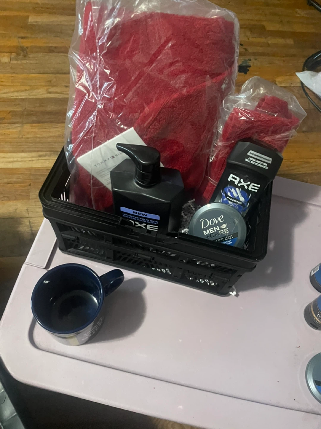 Gift Basket with Axe, Dove Men+Care, and Tommy Hilfiger Item