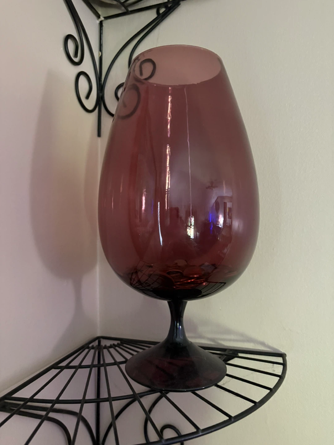 Large Amethyst Glass Goblet Vase