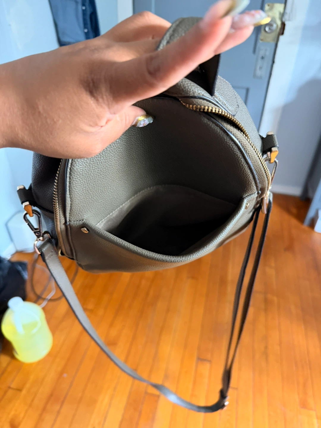 Khaki Faux Leather Mini Backpack - photo 3