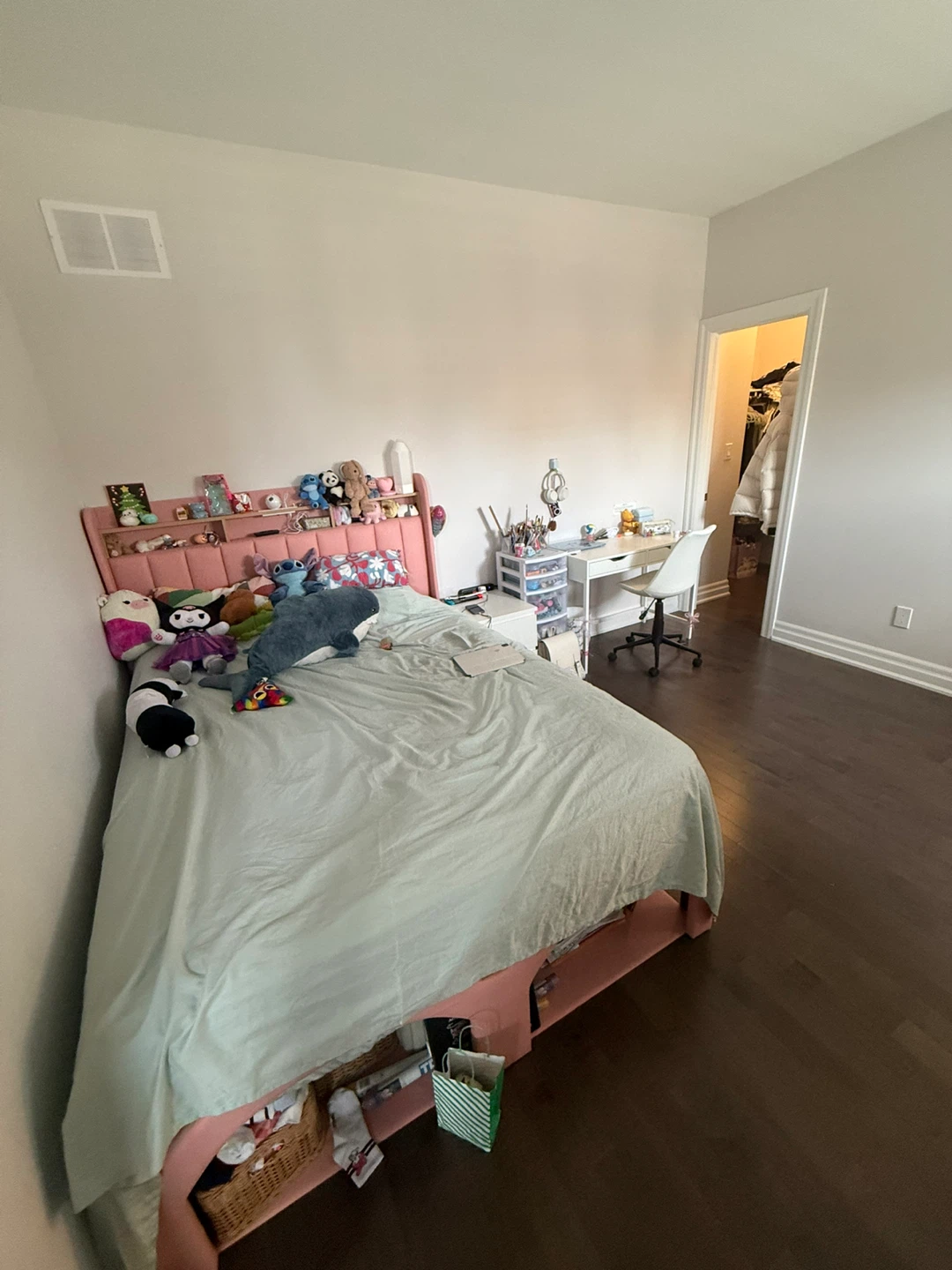 Pink Quin Bed Frame with Shelves Full set - photo 2