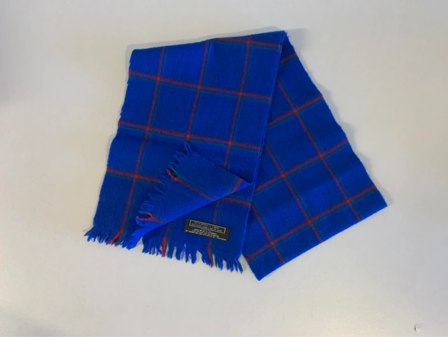 ⚽️ Vintage Blue Plaid Wool Scarf - photo 2