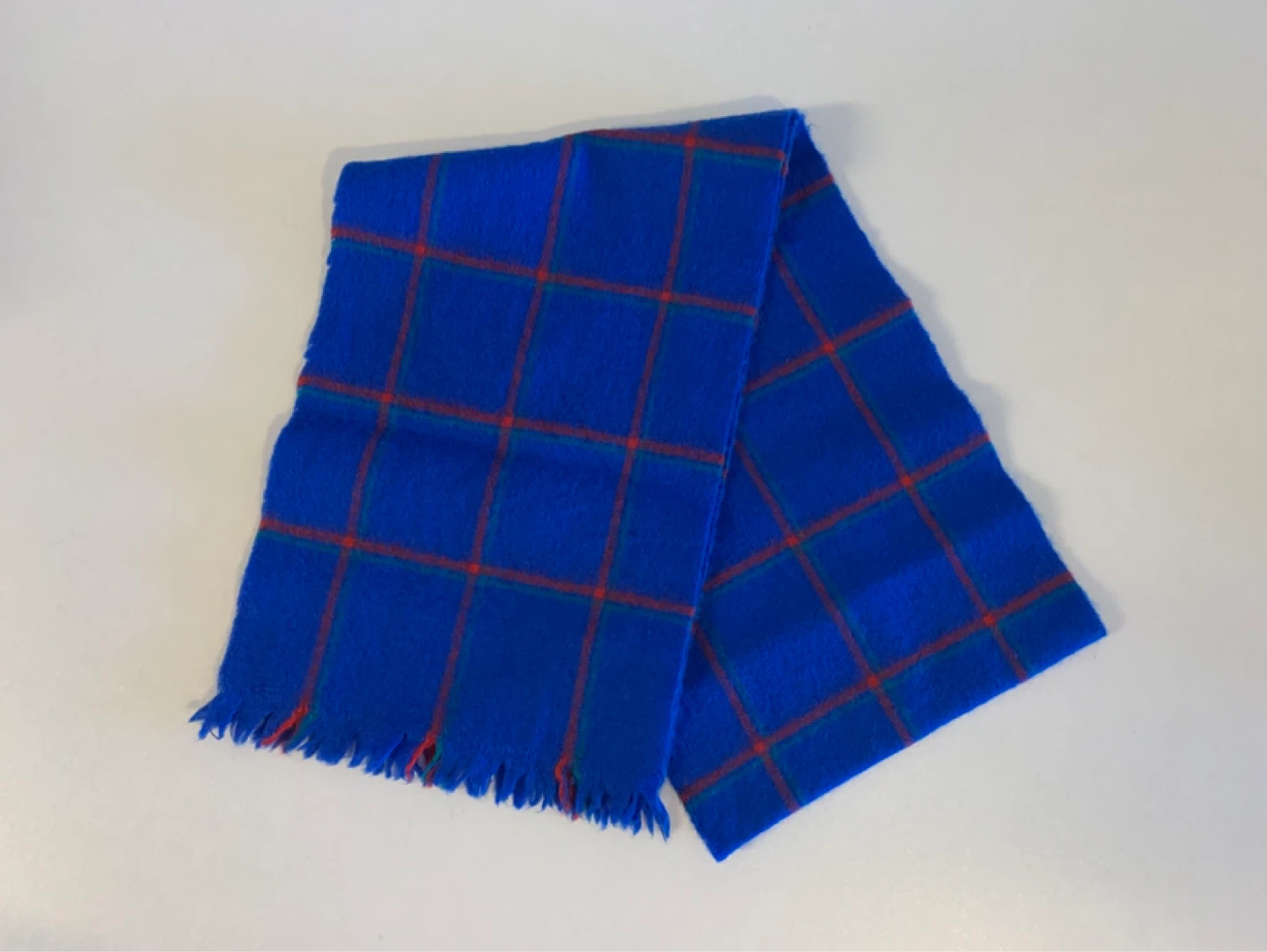 ⚽️ Vintage Blue Plaid Wool Scarf