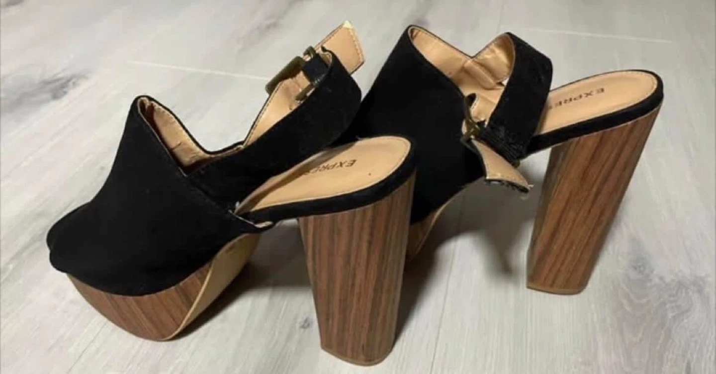 Express Black Platform Heels Size 7 – Wood Block Heel ⚽️ - photo 2