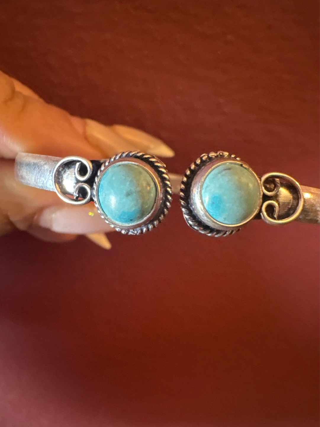 New 925 Sterling Silver Genuine Turquoise Cuff Bracelet ⚽️