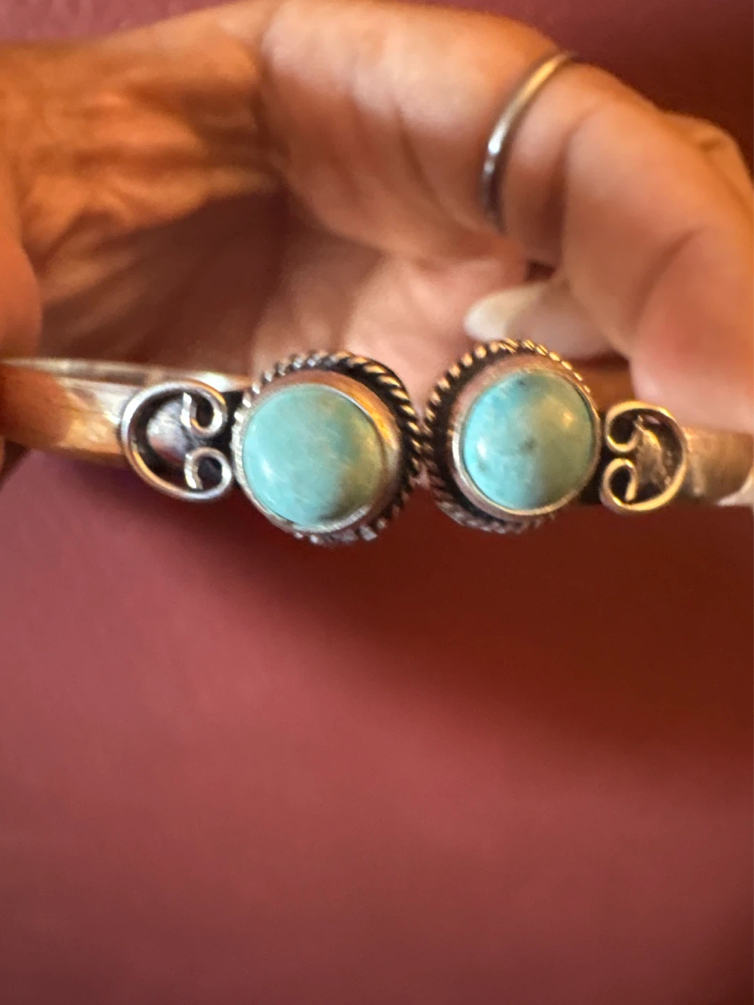 New 925 Sterling Silver Genuine Turquoise Cuff Bracelet ⚽️ - photo 5