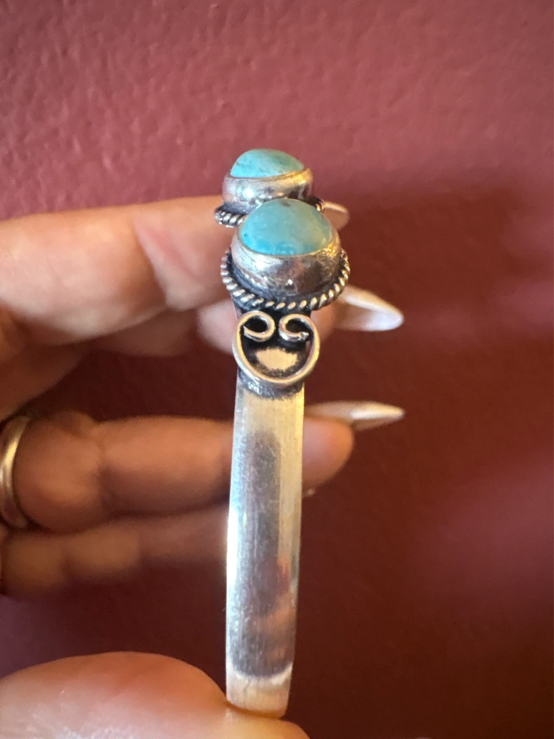 New 925 Sterling Silver Genuine Turquoise Cuff Bracelet ⚽️ - photo 3