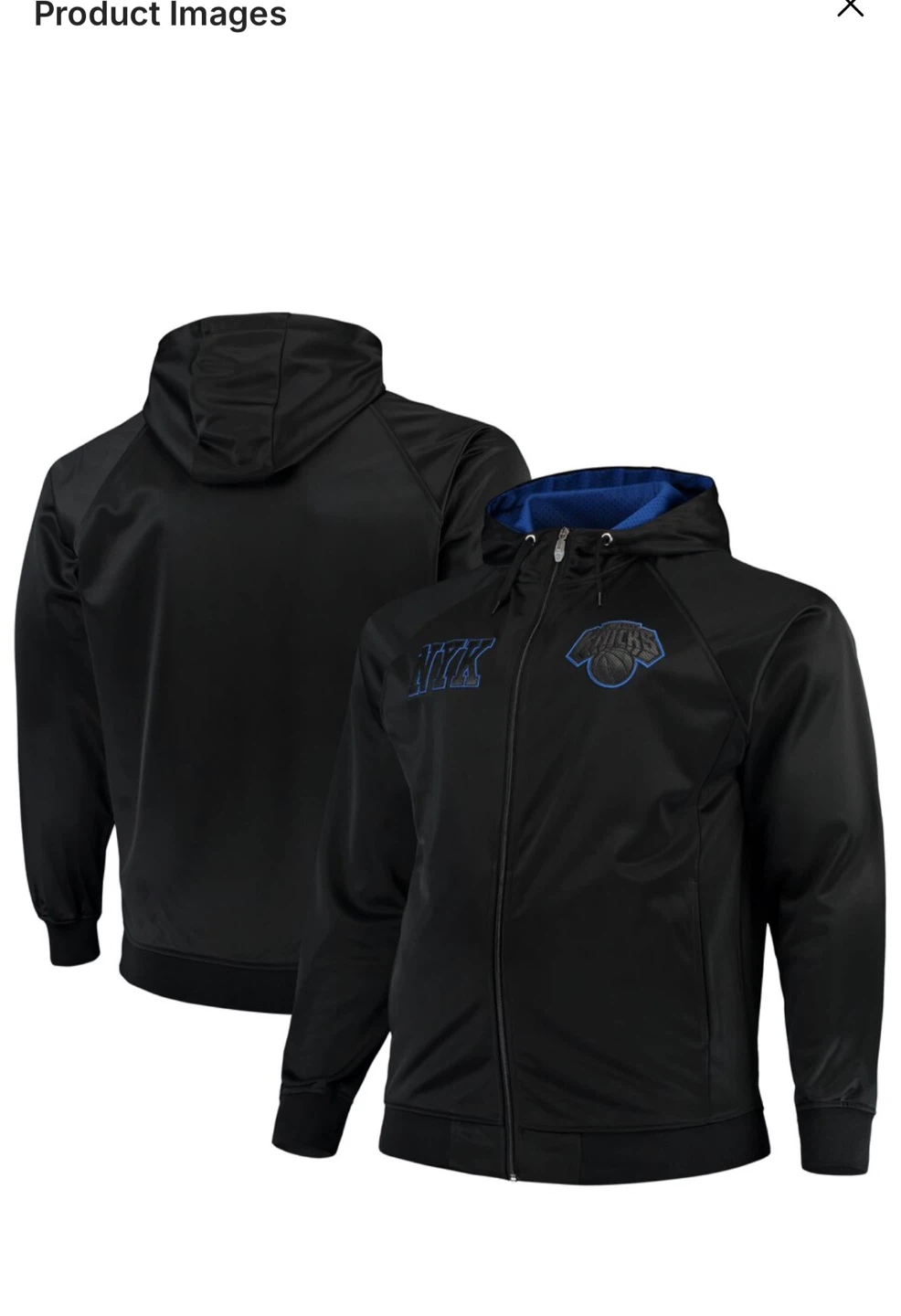 Knicks (new)Majestic Big & Tall zip Hoodie - Black/Royal - photo 3