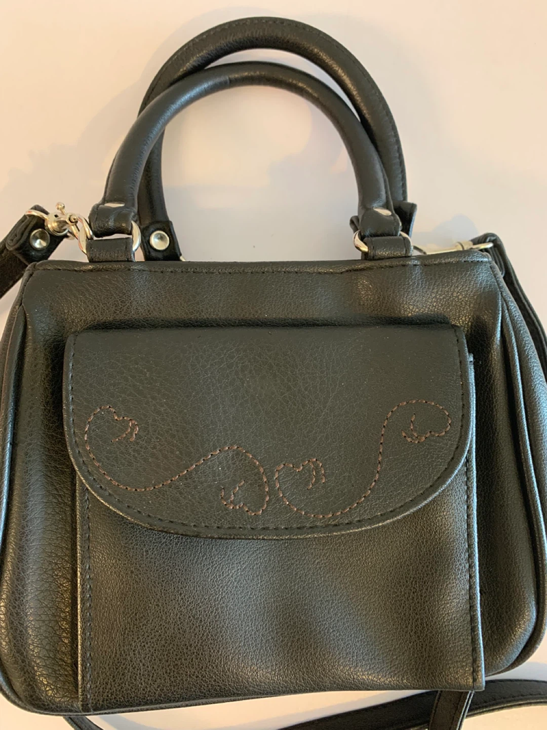 ⚽️ Black Faux Leather Handbag - photo 2