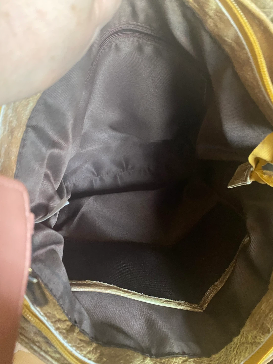 Brown Leather Tote Bag with Floral Butterfly Design - photo 4