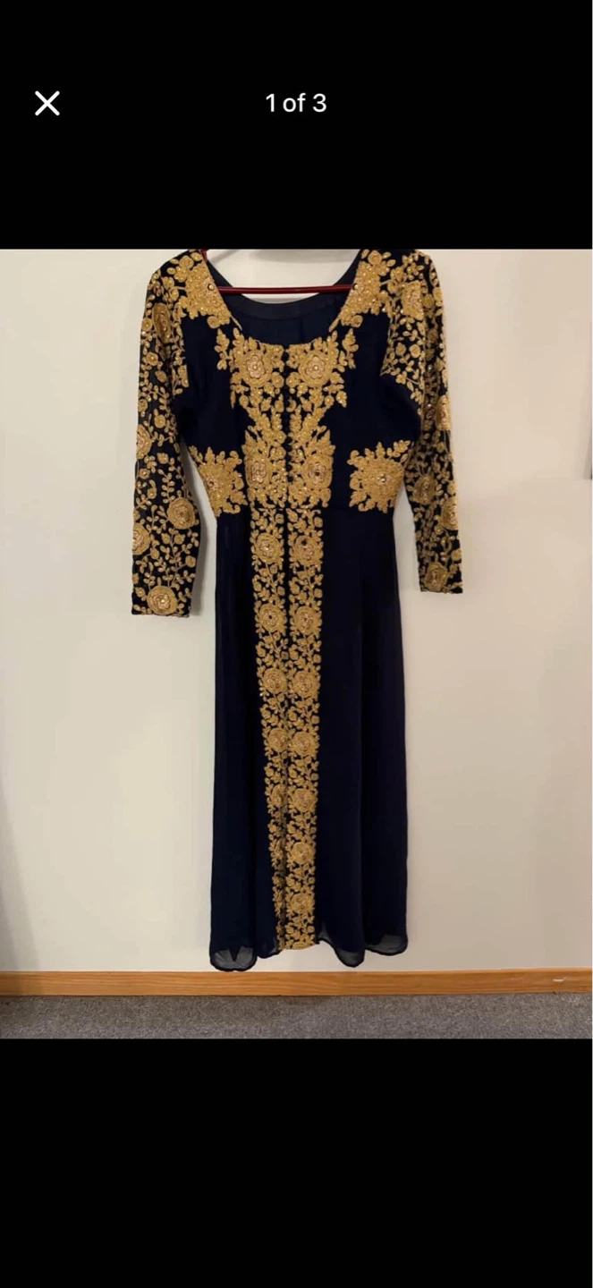 Navy Blue Embroidered Maxi Dress ⚽️