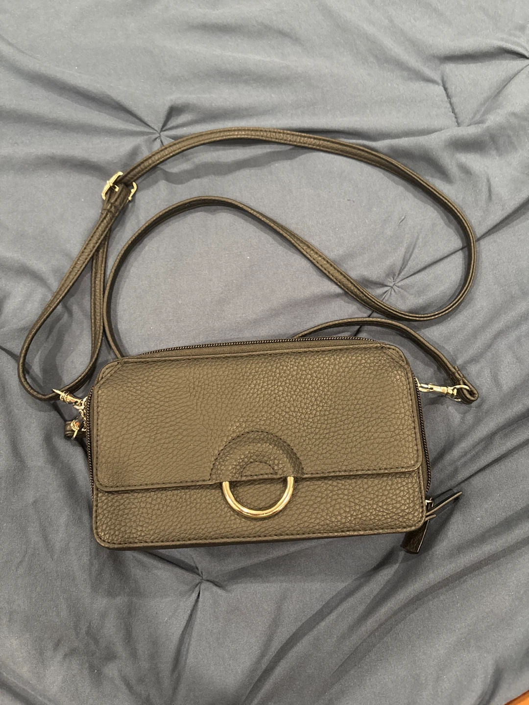 Black Faux Leather Crossbody Wallet with Strap - photo 2