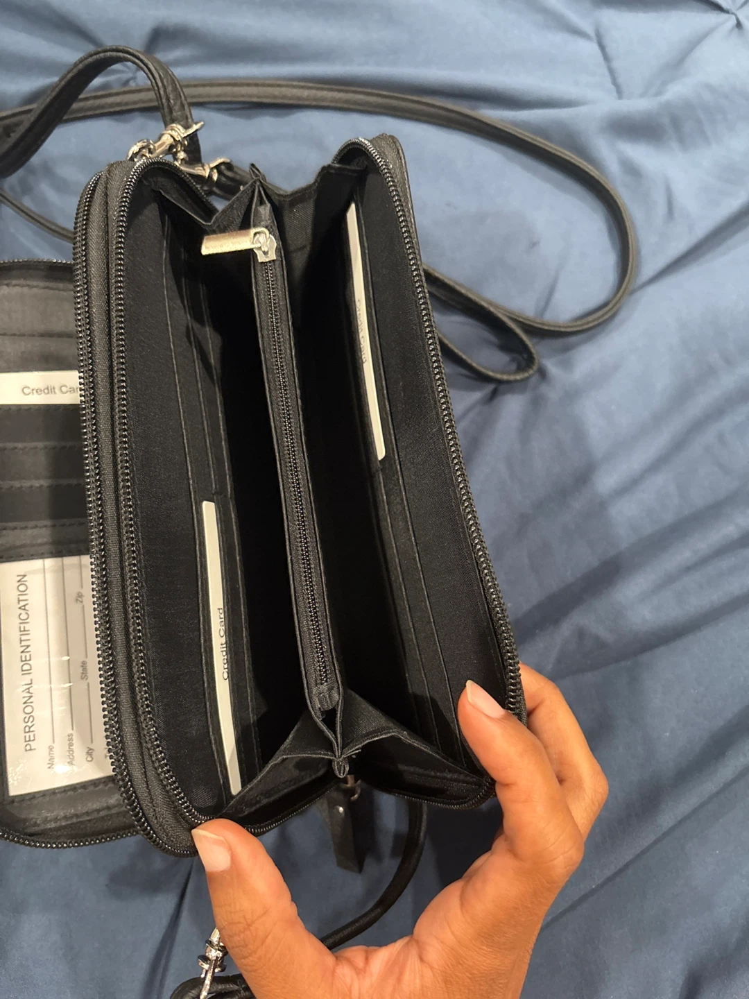 Black Faux Leather Crossbody Wallet with Strap - photo 4