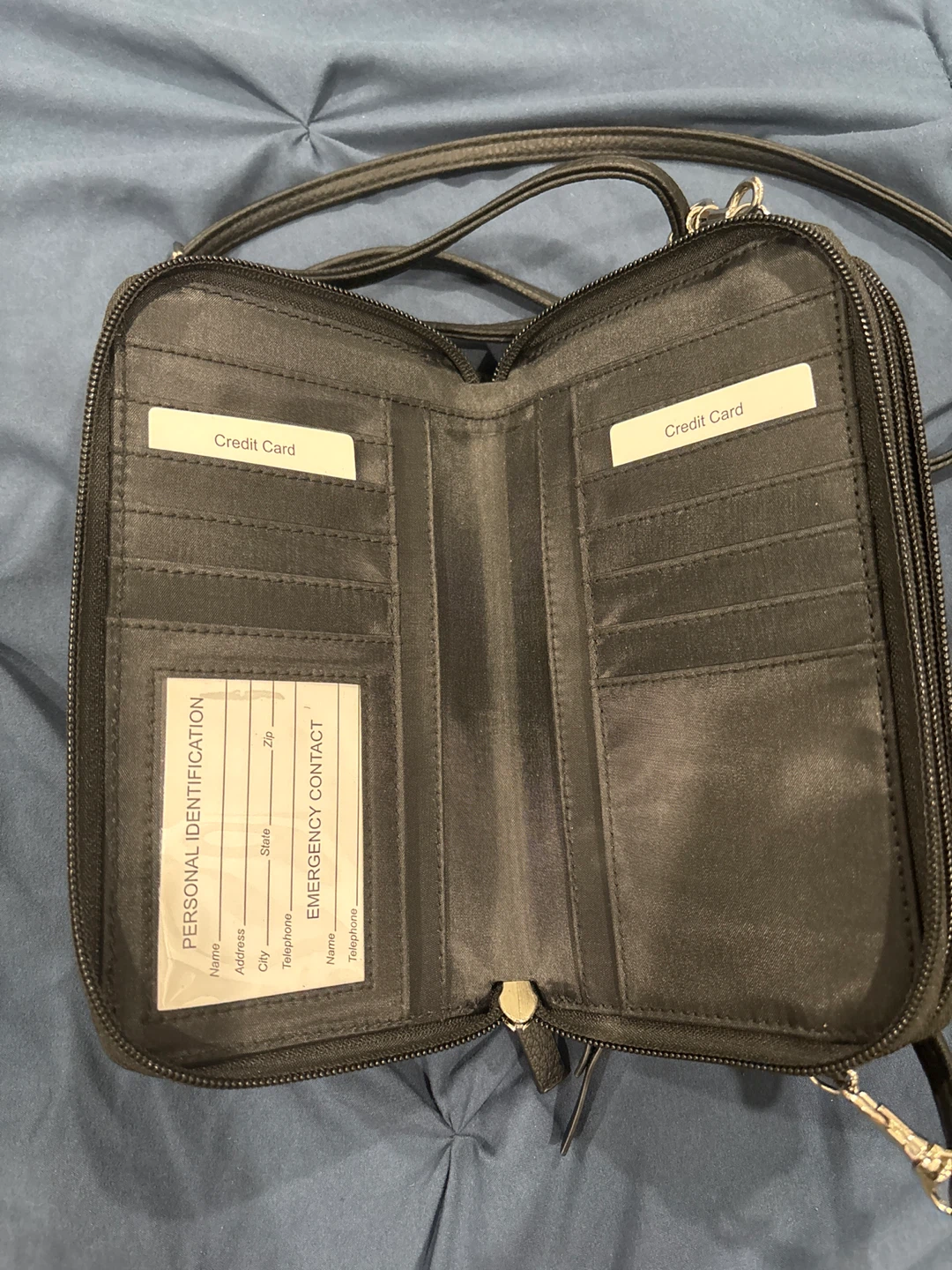 Black Faux Leather Crossbody Wallet with Strap - photo 3