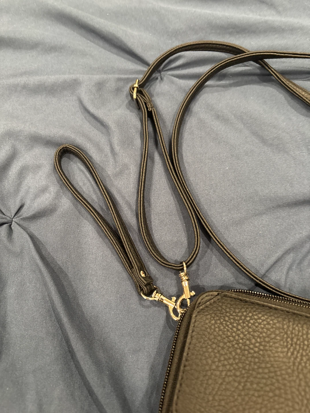 Black Faux Leather Crossbody Wallet with Strap - photo 5