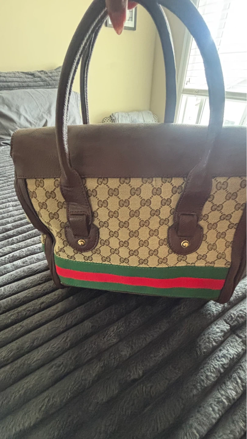 Gucci canvas and leather trim handbag - photo 3