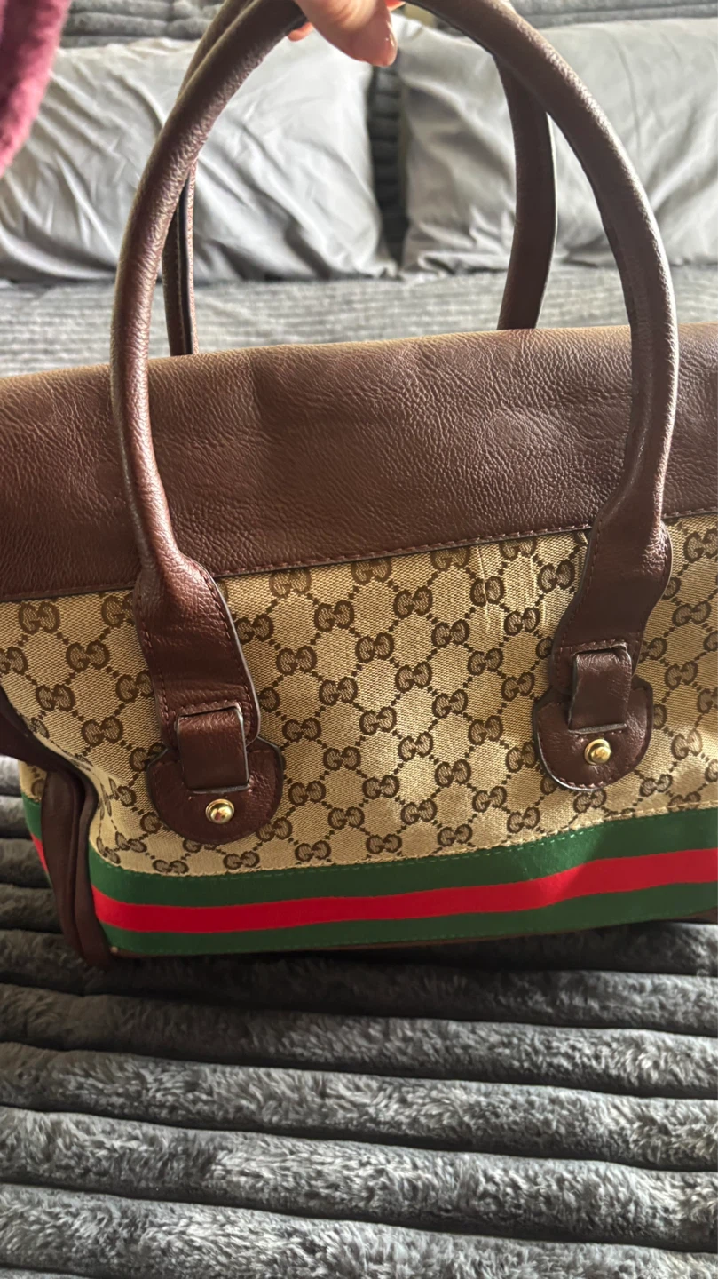 Gucci canvas and leather trim handbag - photo 2