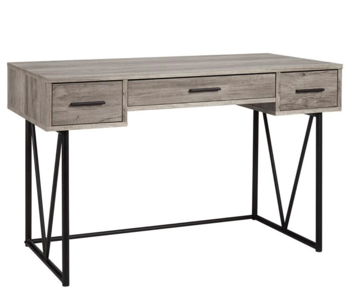 Modern grey vaneer & metal 3 drawer desk
