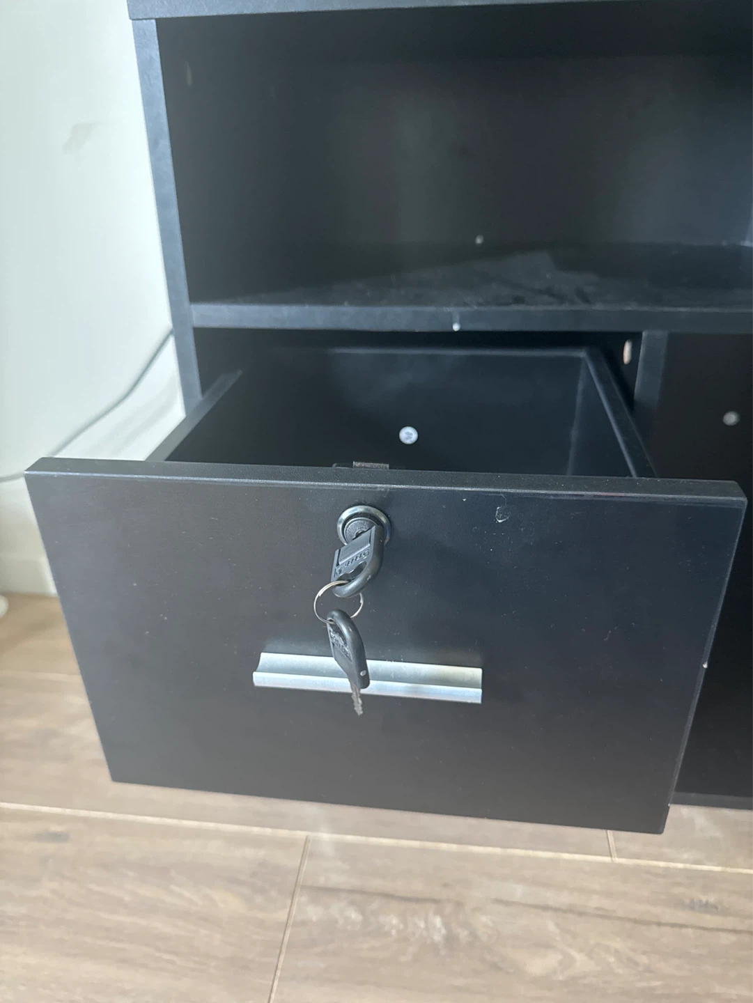 Black Rolling Storage Cabinet with 2 Drawers - photo 2
