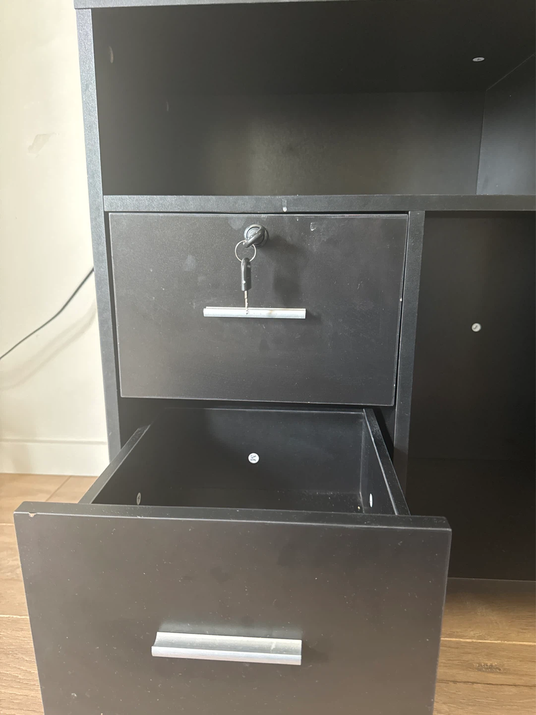 Black Rolling Storage Cabinet with 2 Drawers - photo 3