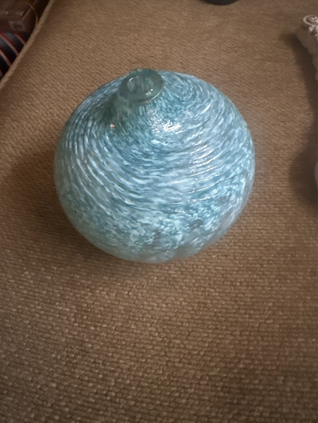 Hand blown Blue Swirl Glass Sphere