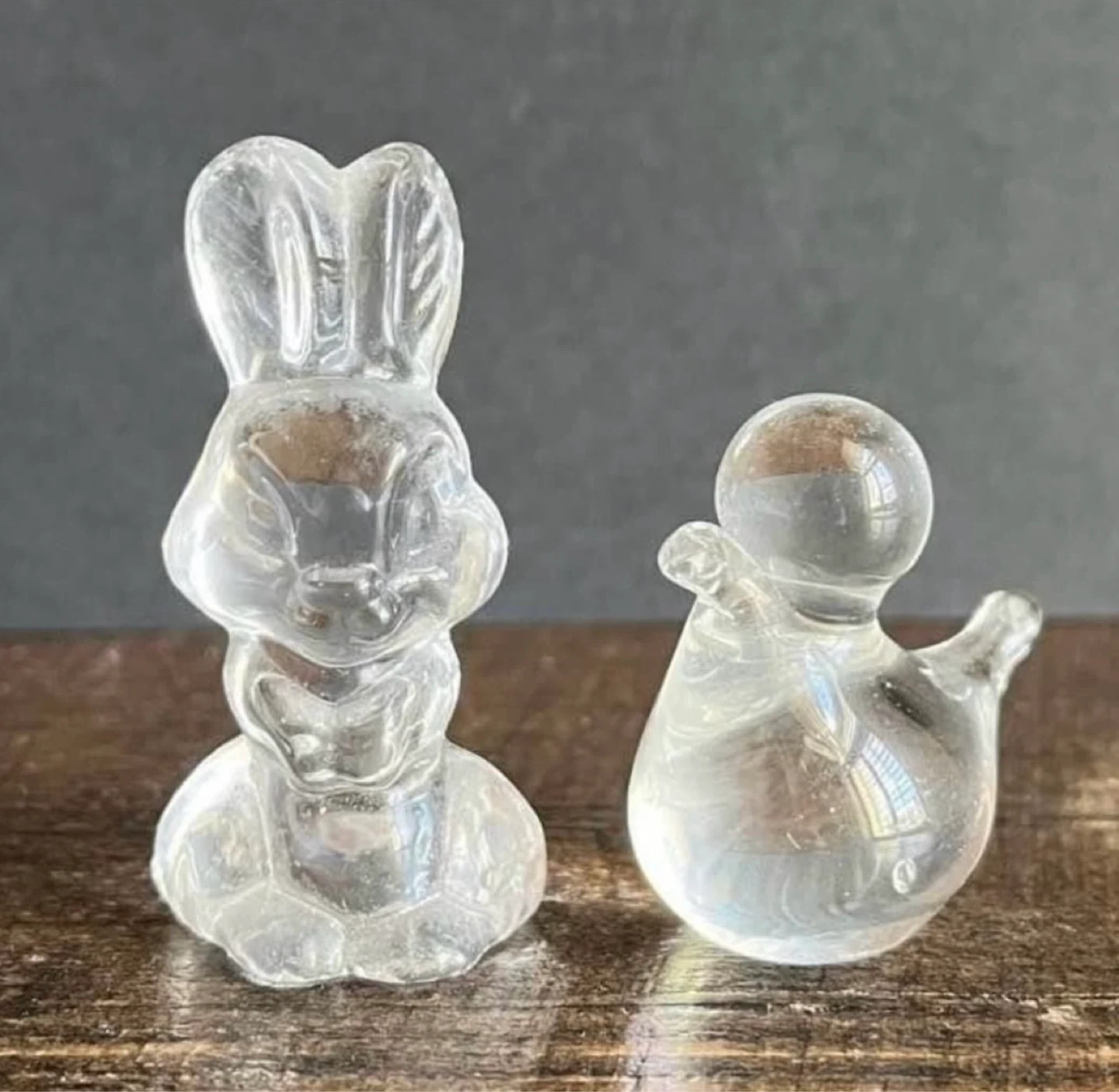 ⚽️Vintage Clear Glass Bunny and Duck Figurines
