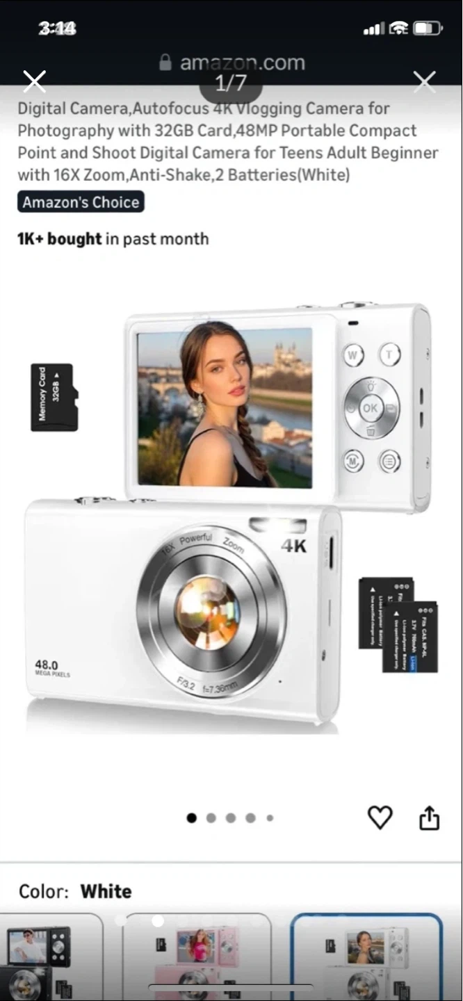 ⚽ Digital Camera Autofocus 4K Vlogging Camera White