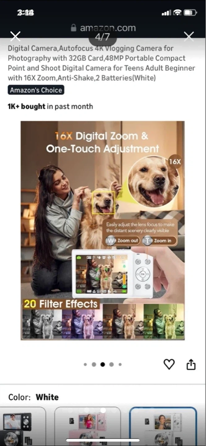 ⚽ Digital Camera Autofocus 4K Vlogging Camera White - photo 4